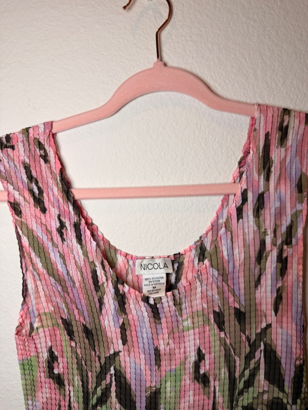 Fairycore Y2K Textured Floral Tank Top Nicola Pink Green Ethereal Garden Top‎ M - Picture 4 of 8